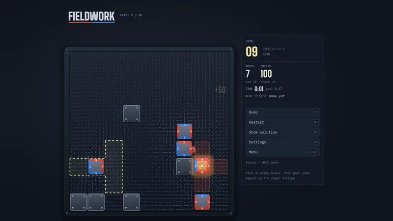 A cluster of blocks pressed against a wall on the board.
